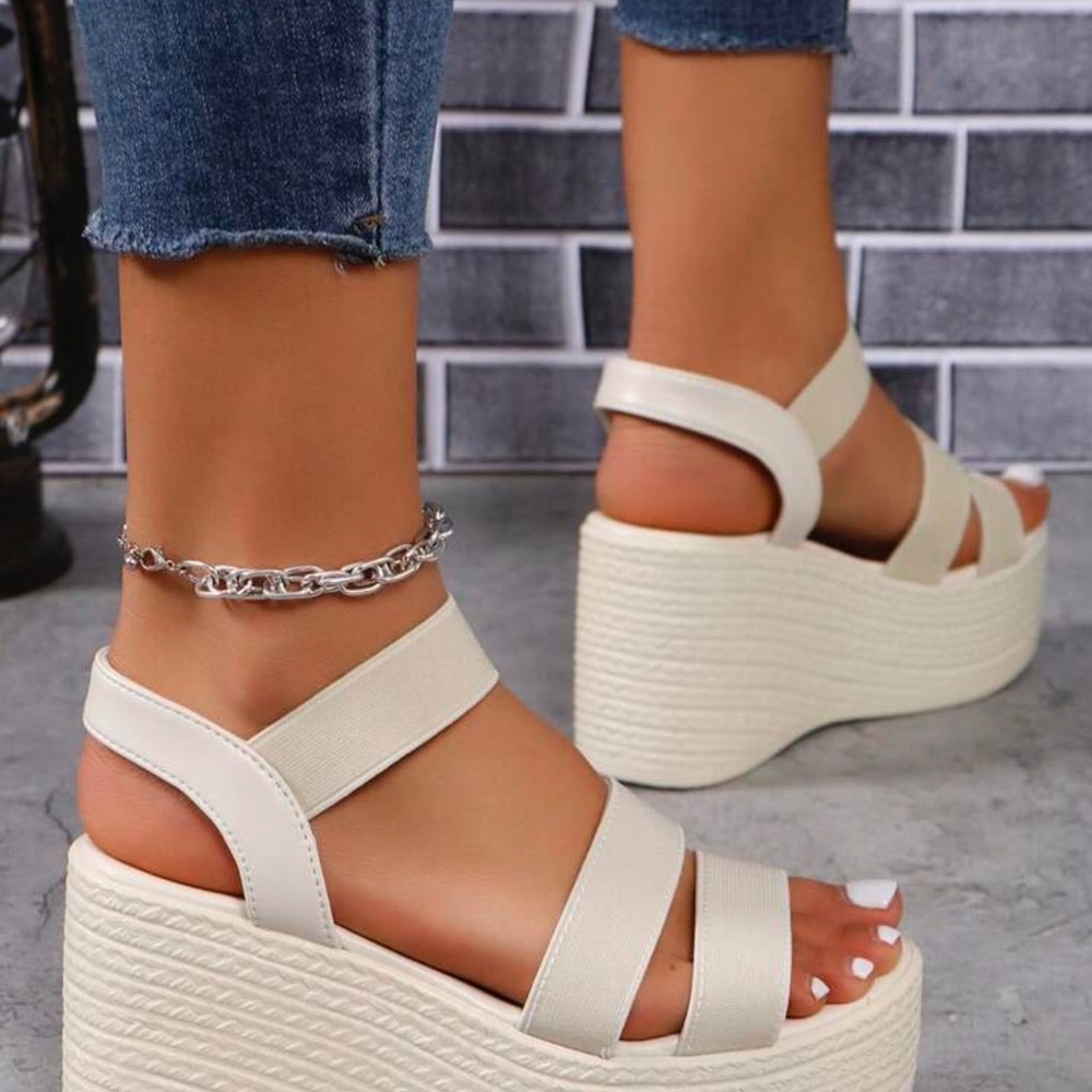 Elegant Cream Wedge Sandals